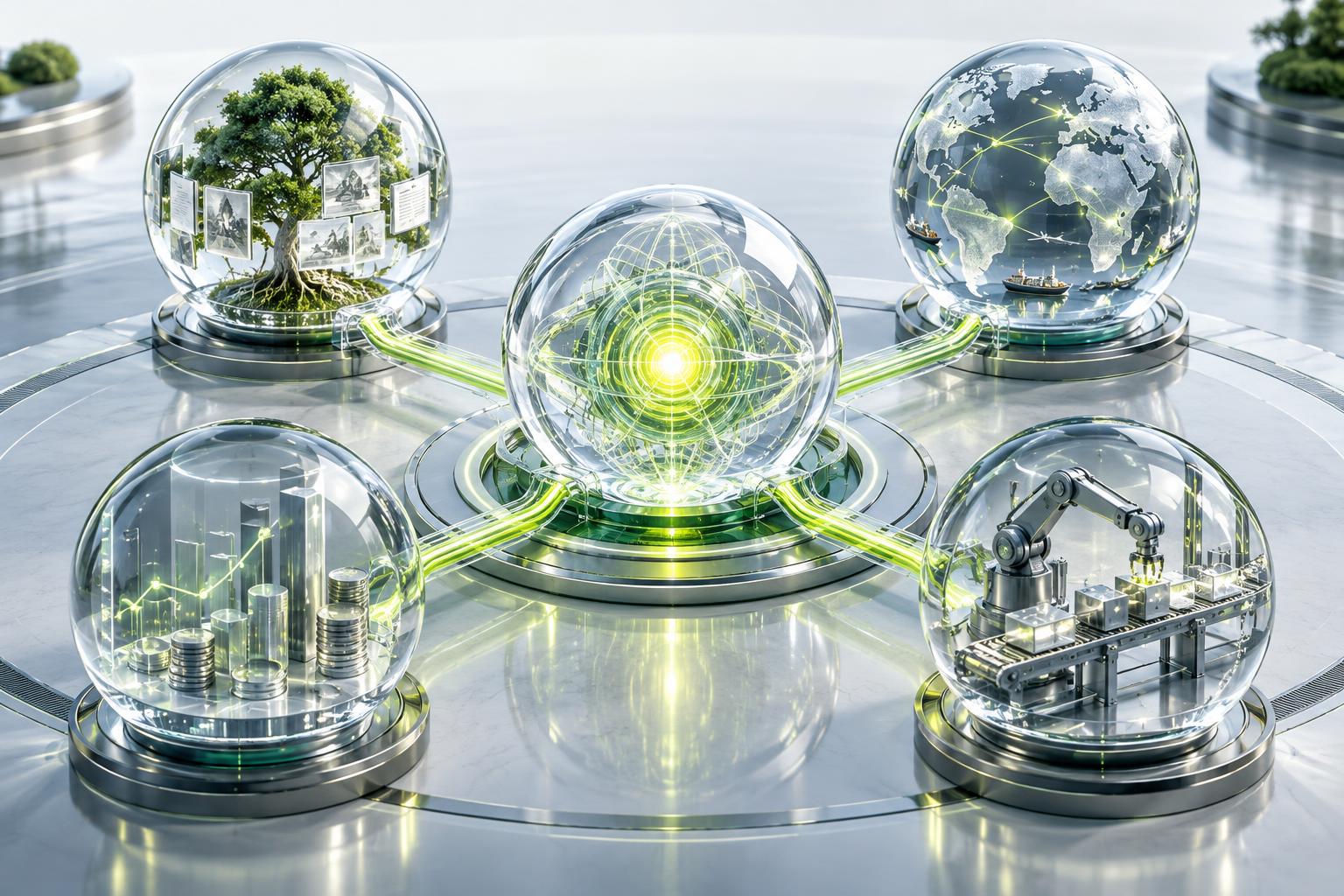 A governed intelligence core connecting four enterprise industries