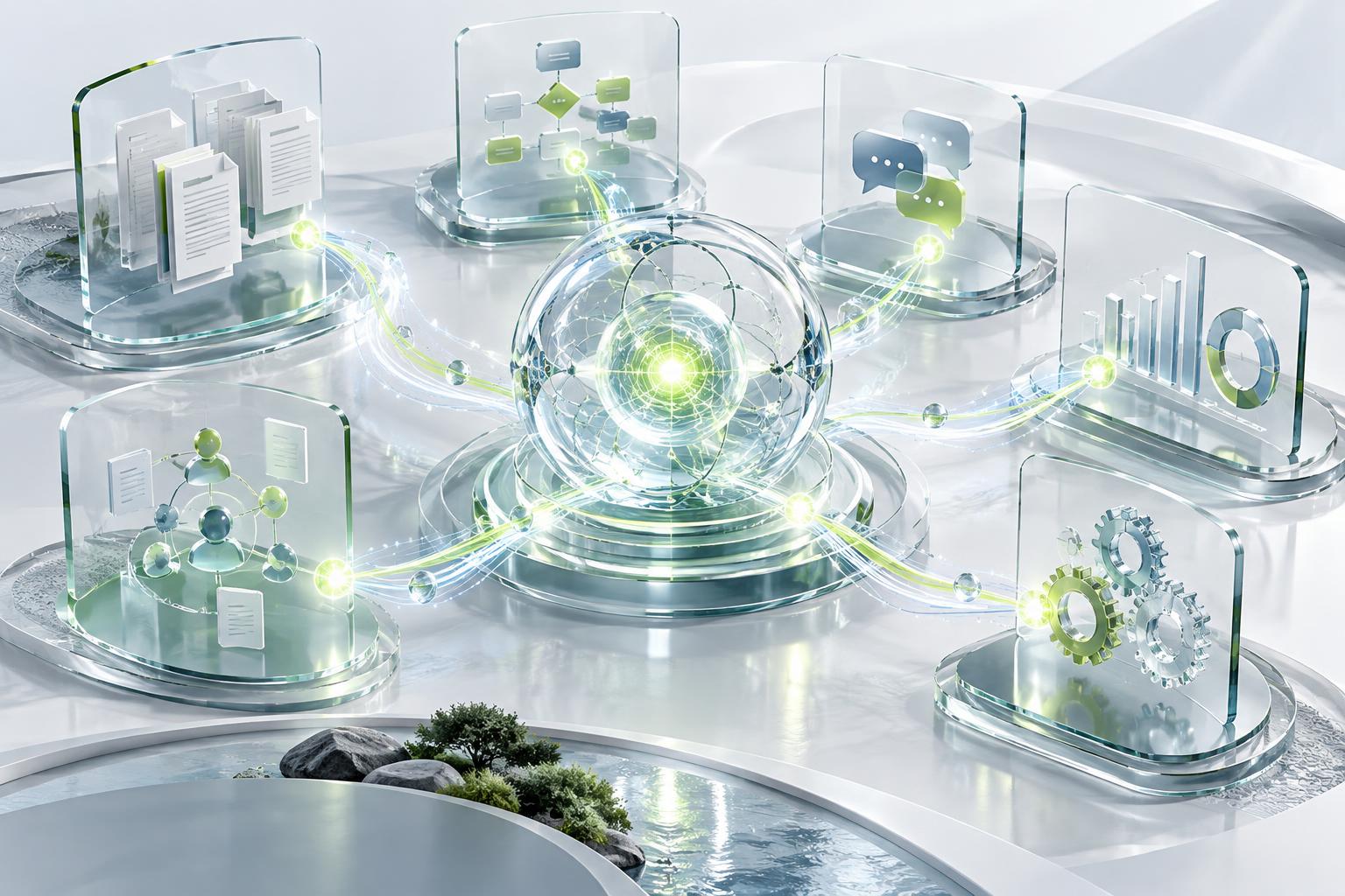 A network of governed AI agents coordinating enterprise operations
